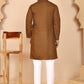 Embroidered Silk Blend Kurta Pyjama Set for Men ( JOKP P 5263 P 5263Mehndi ) [FF] [I-1-4]