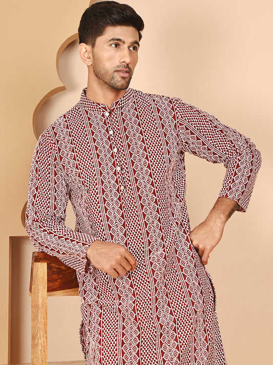 Embroidered Cotton Kurta with Churidar ( JOKP P 5264 P 5264Maroon ) [FF] [O-10]