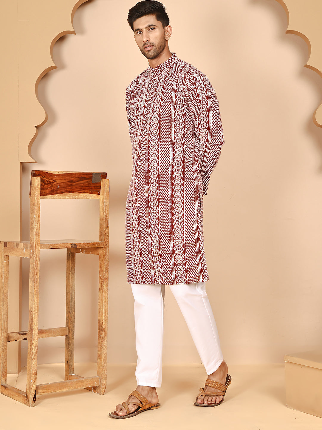 Embroidered Cotton Kurta with Churidar ( JOKP P 5264 P 5264Maroon ) [FF] [O-10]