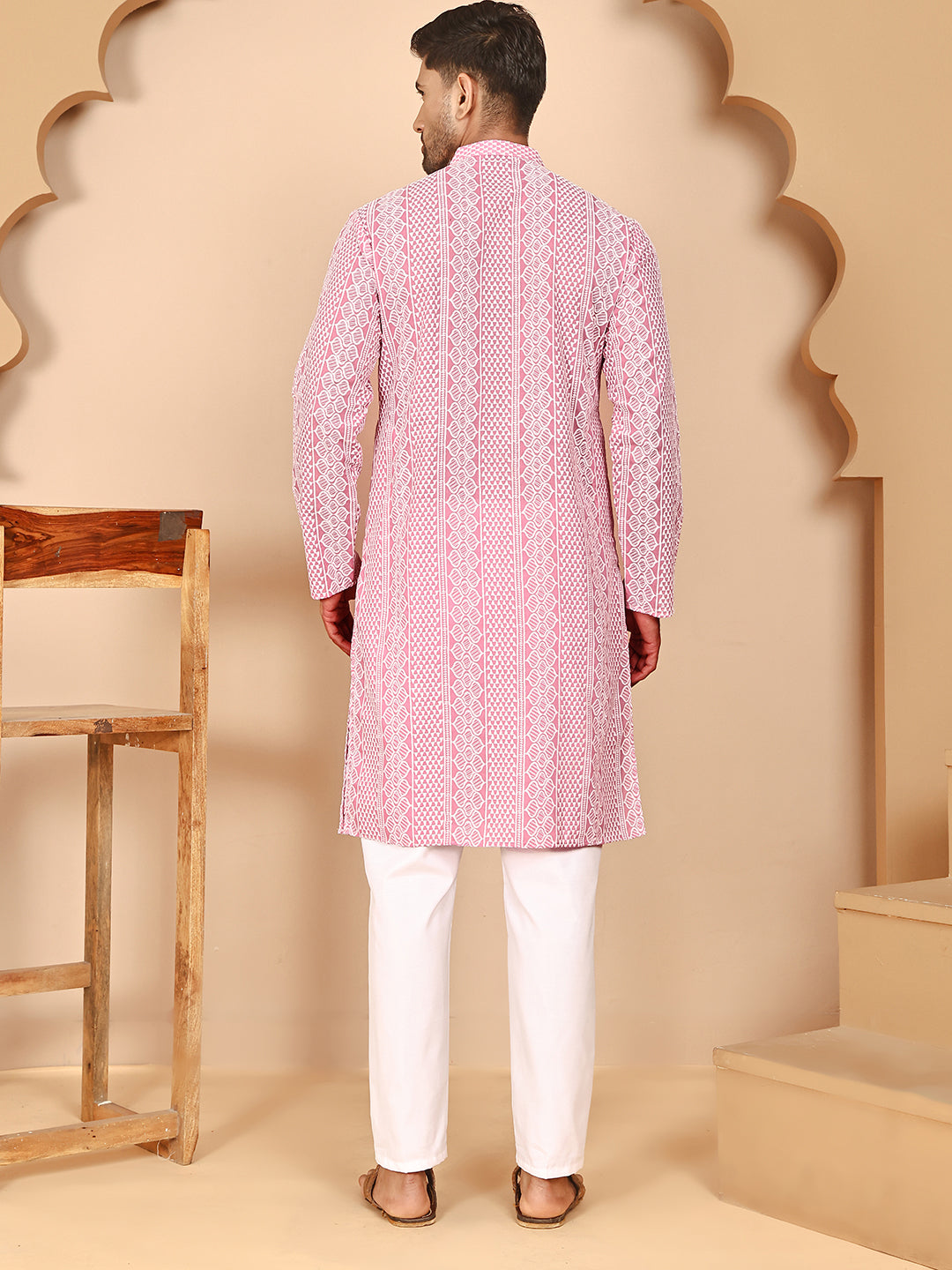 Embroidered Cotton Kurta with Churidar (JOKP P 5264 Pink ) [FF] [O-10]