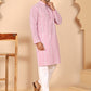 Embroidered Cotton Kurta with Churidar (JOKP P 5264 Pink ) [FF] [O-10]
