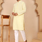 Embroidered Cotton Kurta with Churidar (JOKP P 5264 Yellow ) [FF] [O-10]