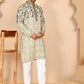 Men's Cream Embroidered Kurta Pyjama Set ( JOKP P 5267 P 5267 Cream ) [FF] [A-1-4]