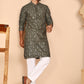 Traditional Mirror Embroidered Kurta Set for Men ( JOKP P 5269 P 5269 Olive ) [FF] [I-1-4]