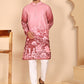 Thread Work & Sequin Embellished Printed Kurta Set for Men ( JOKP P 5274Pink )