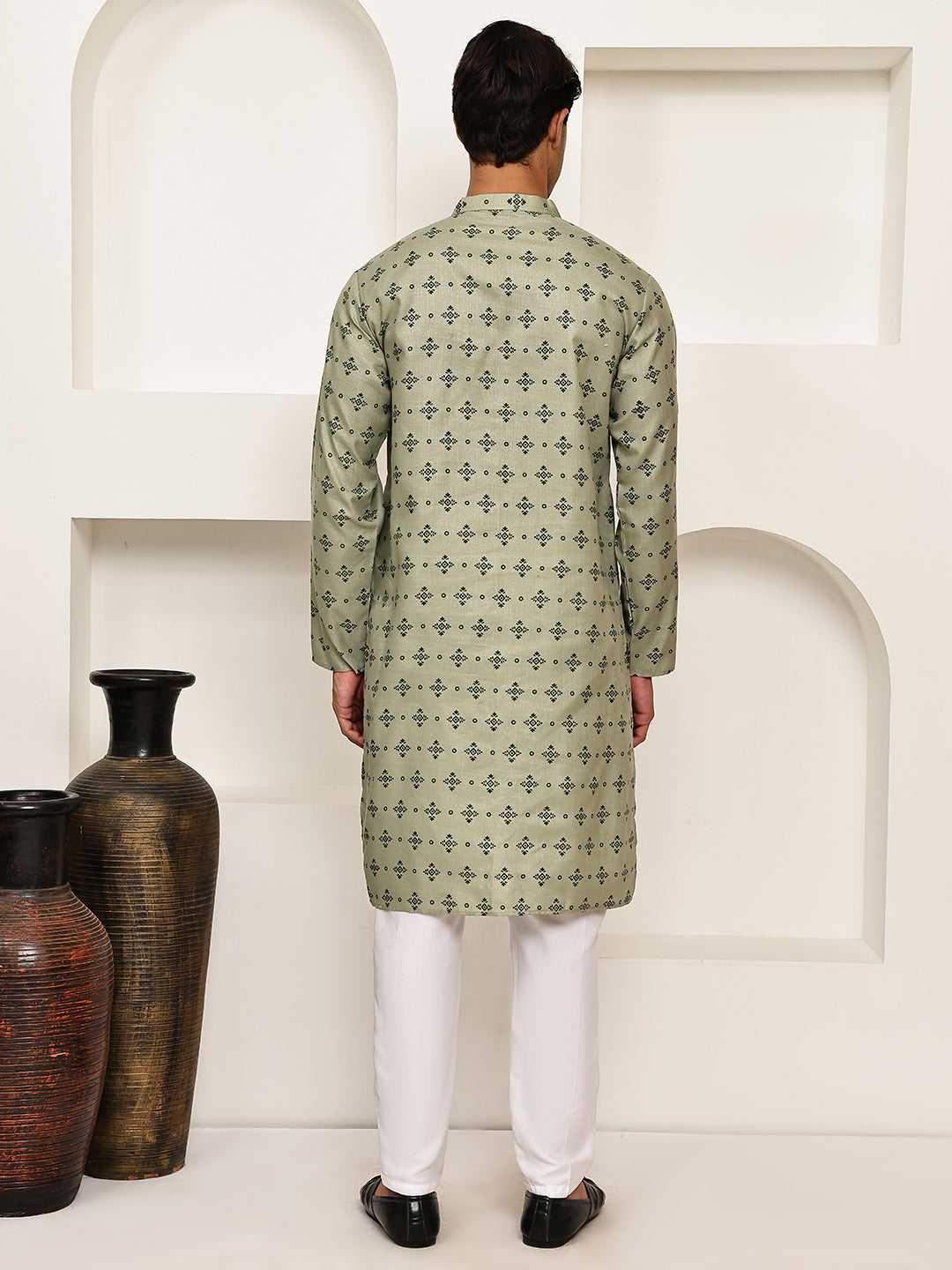 Traditional Floral Printed Kurta Pyjama Set ( JOKP P 5281 P 5281Pista ) [FF] [D-3]