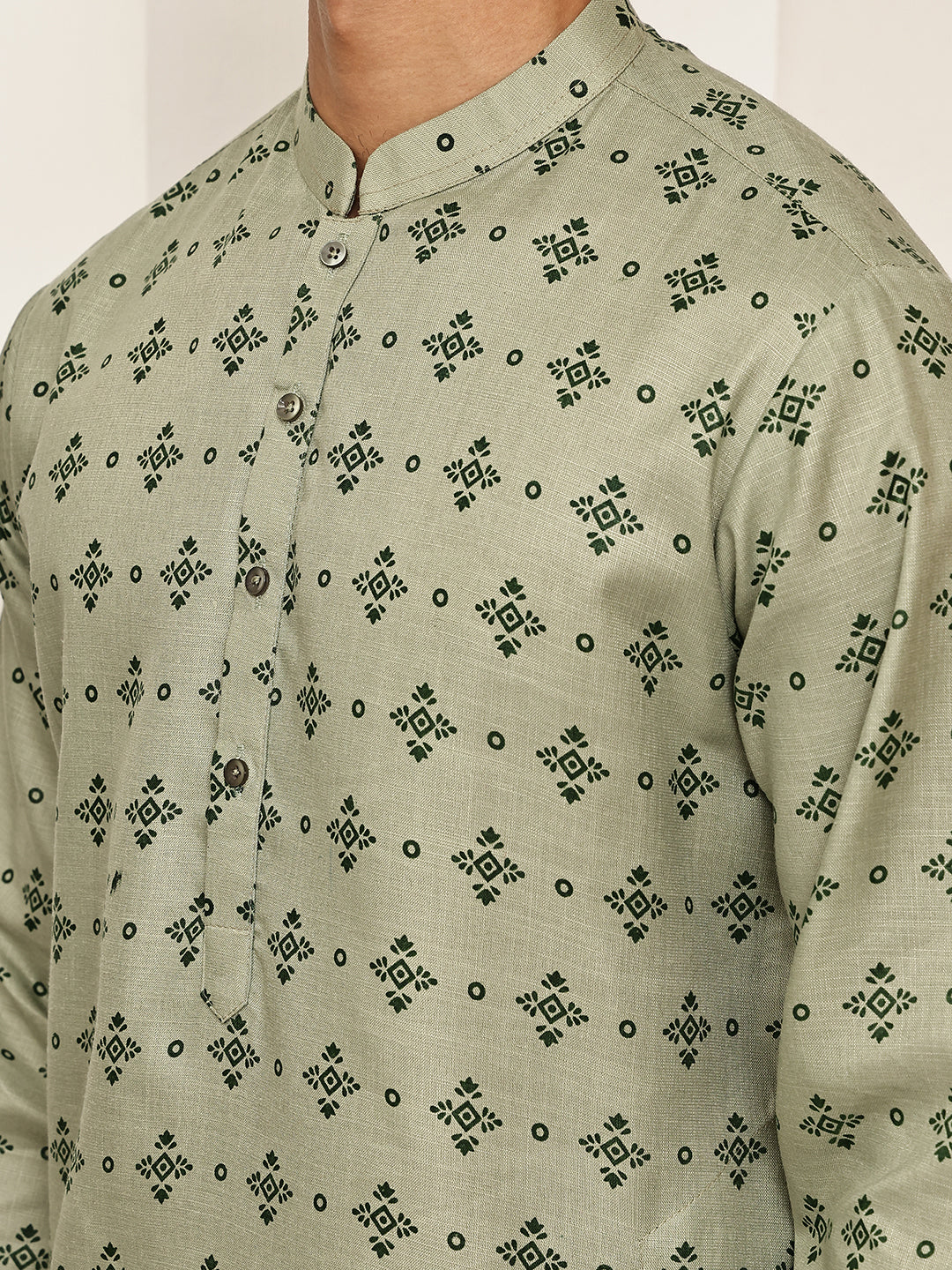 Traditional Floral Printed Kurta Pyjama Set ( JOKP P 5281 P 5281Pista ) [FF] [D-3]