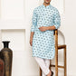 Traditional Floral Printed Kurta Pyjama Set ( JOKP P 5281 P 5281Sky ) [FF] [D-3]