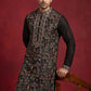 Silk Blend Kurta Set with Multicolor Embroidery ( JOKP B-P 5283Black )