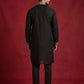 Silk Blend Kurta Set with Multicolor Embroidery ( JOKP B-P 5283Black )