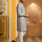 Embroidered Mirror Work Kurta Pyjama ( JOKP P 5286Grey )