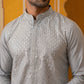 Embroidered Mirror Work Kurta Pyjama ( JOKP P 5286Grey )
