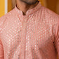 Embroidered Mirror Work Kurta Pyjama ( JOKP P 5286Pink )