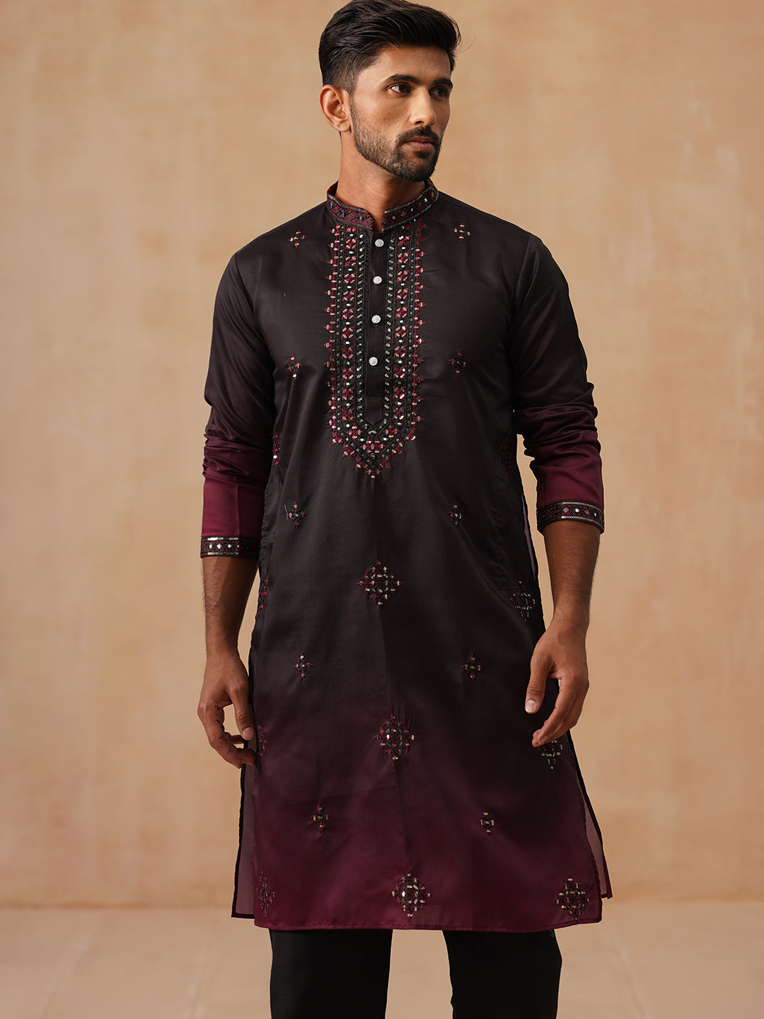 Men’s Ombre Kurta with Pyjama (JOKP B-P 5291 Black )