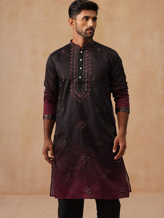 Men’s Ombre Kurta with Pyjama (JOKP B-P 5291 Black )