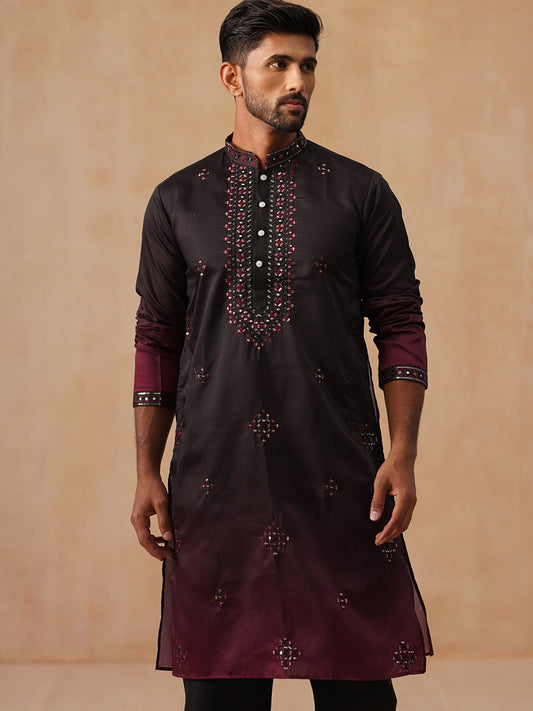 Men’s Ombre Kurtas ( KO 5291 Black )