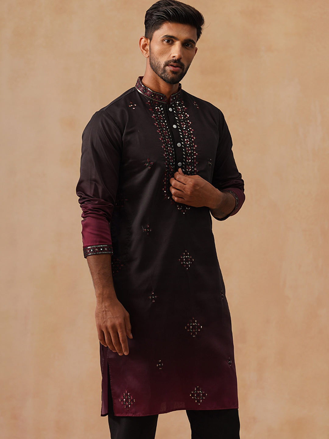 Men’s Ombre Kurtas ( KO 5291 Black )