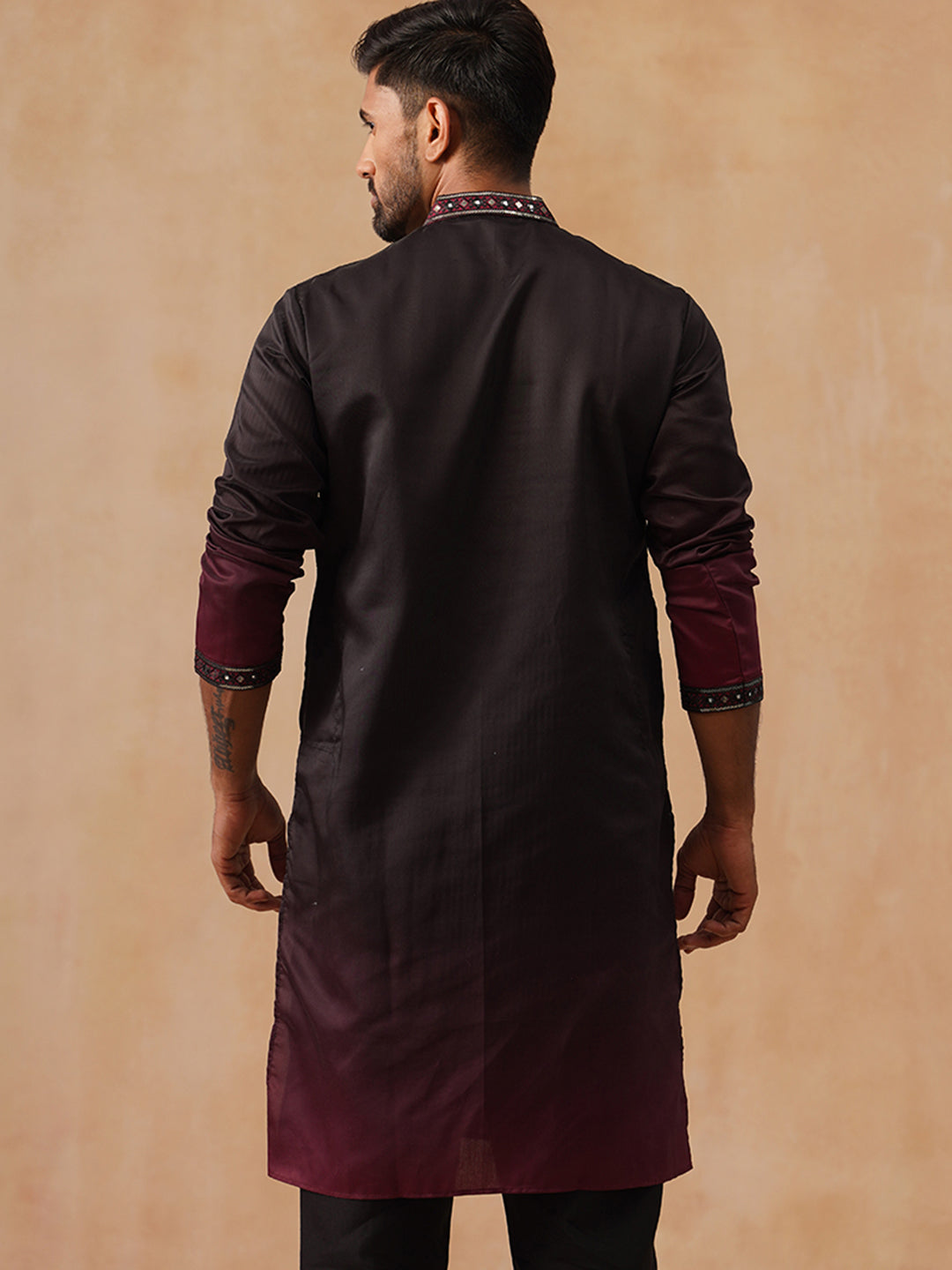 Men’s Ombre Kurtas ( KO 5291 Black )