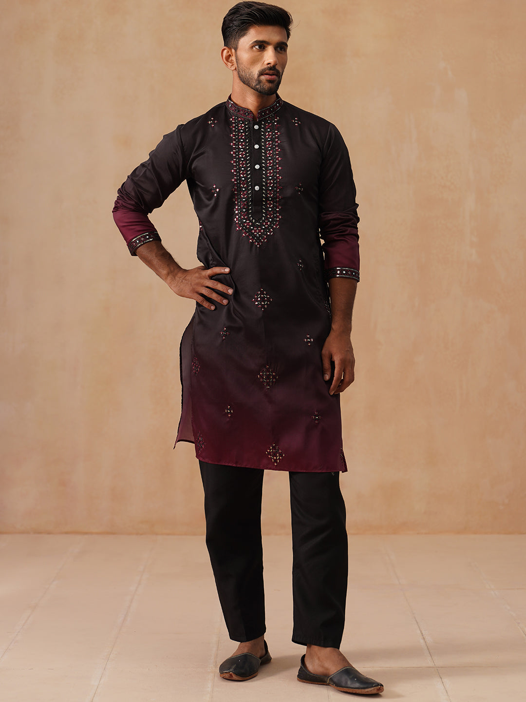 Men’s Ombre Kurta with Pyjama (JOKP B-P 5291 Black )