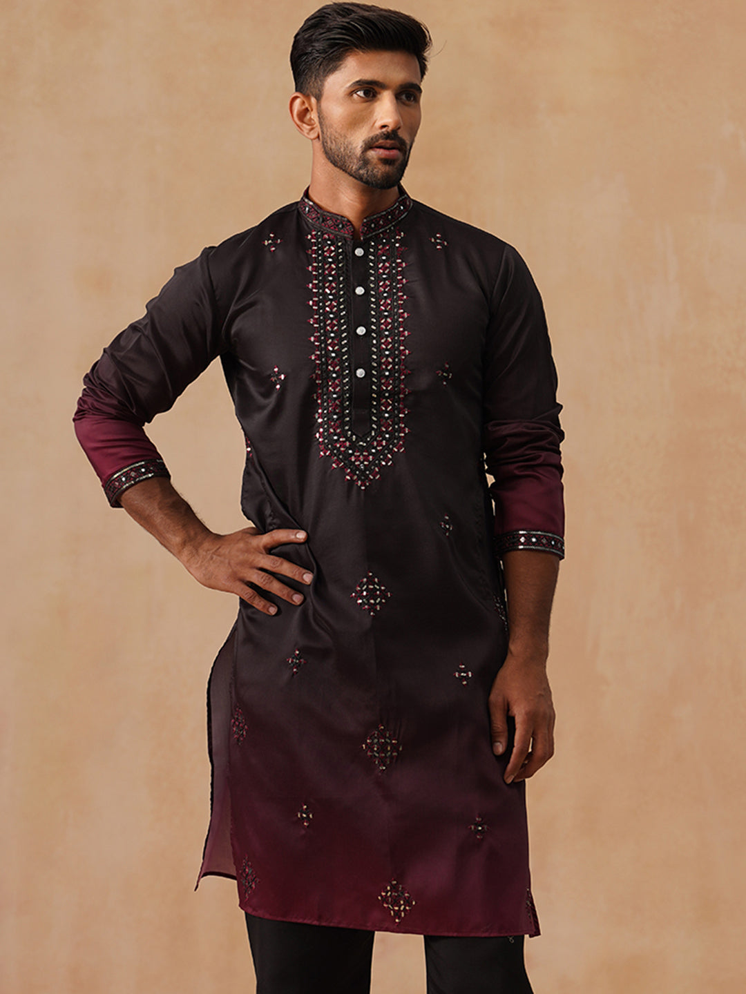 Men’s Ombre Kurtas ( KO 5291 Black )