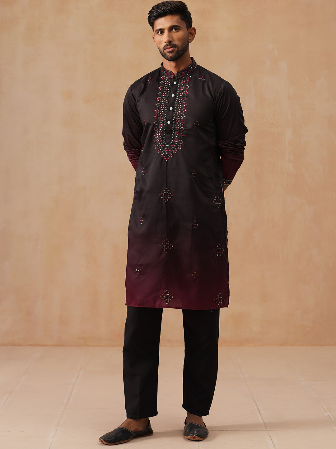Men’s Ombre Kurta with Pyjama (JOKP B-P 5291 Black )
