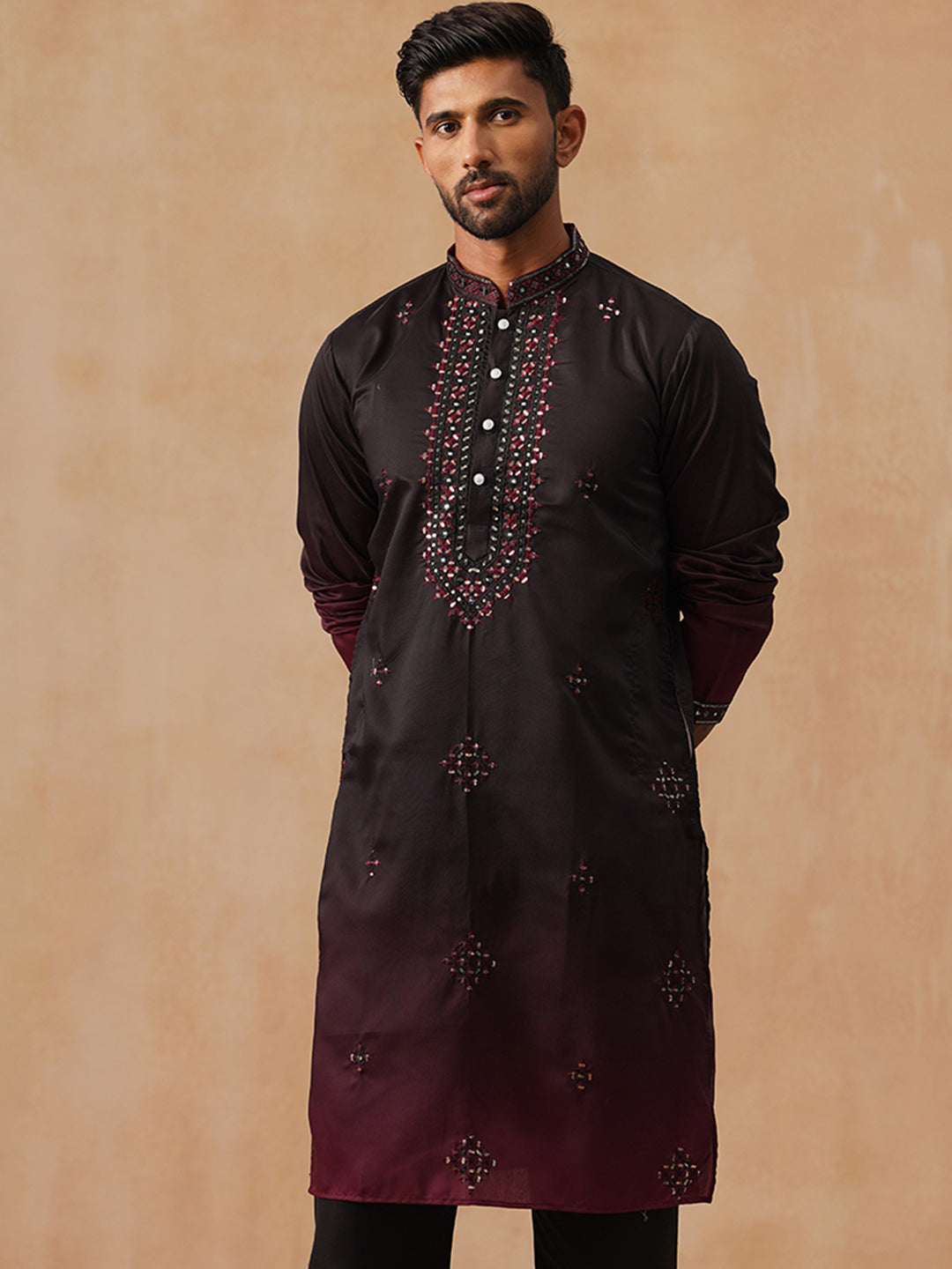Men’s Ombre Kurtas ( KO 5291 Black )