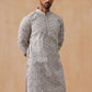 Floral Thread Embroidered Silk Blend Kurtas ( KO 5292 Grey )