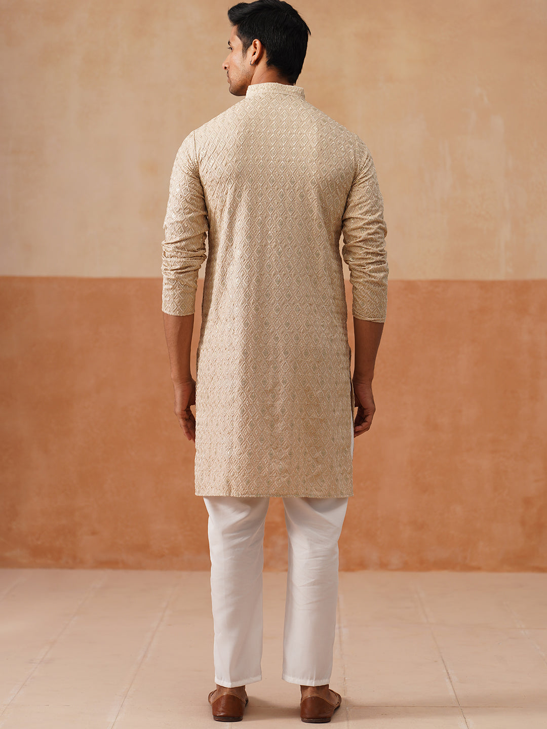 Men’s Festive Kurta Set with Intricate Embroidery ( JOKP P 5293 P 5293Golden ) [FF] [ I2 ]