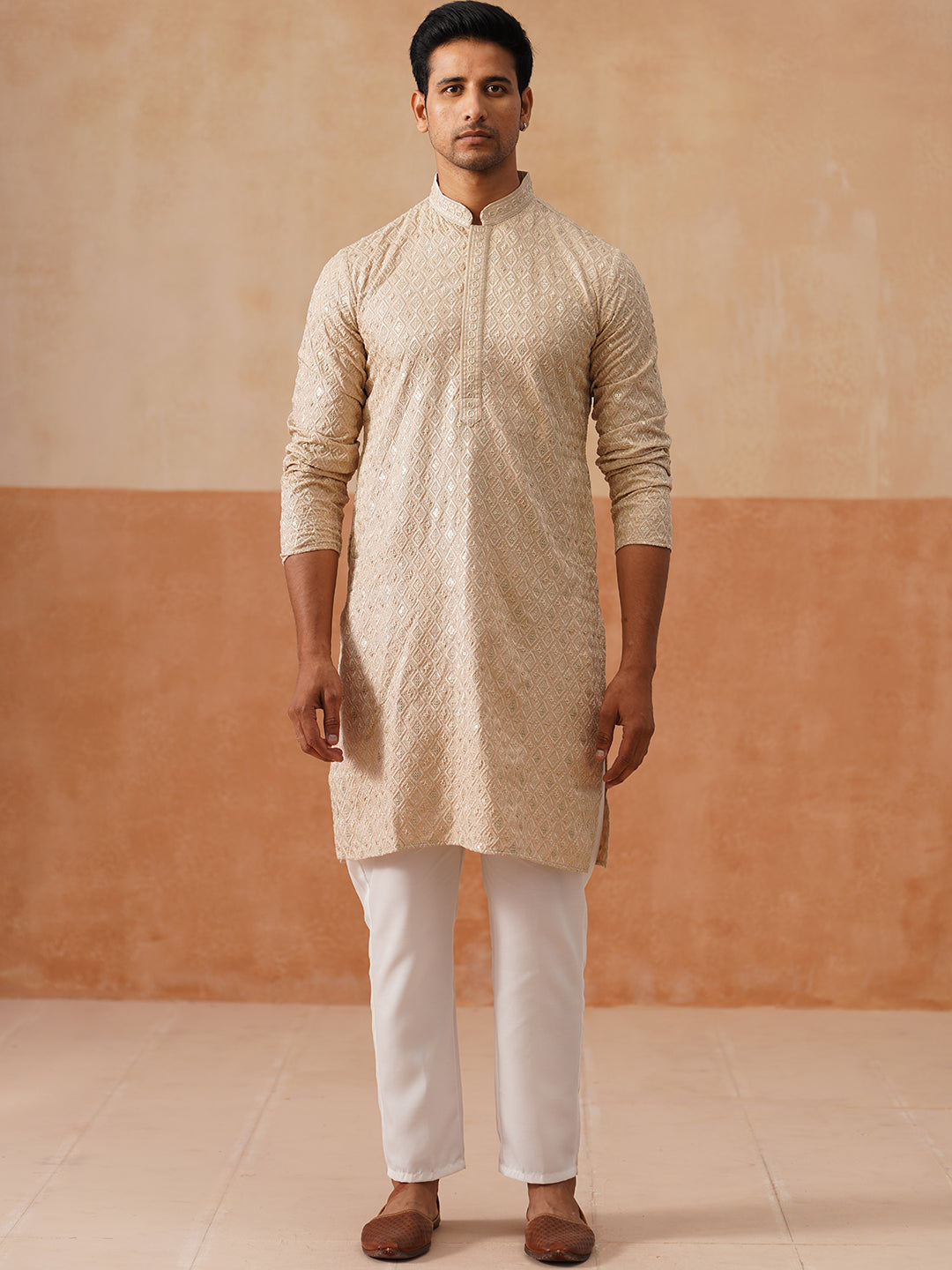 Men’s Festive Kurta Set with Intricate Embroidery ( JOKP P 5293 P 5293Golden ) [FF] [ I2 ]