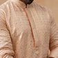 Men’s Festive Kurta with Intricate Embroidery ( KO 5293 Peach )