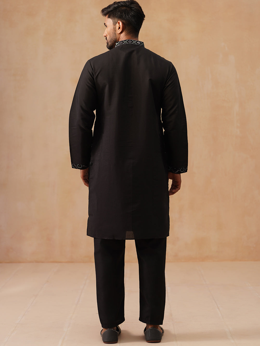 Ethnic Kurta Pyjama Set in Luxurious Silk Blend (JOKP B-P 5295 Black )