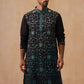 Men’s Silk Blend Embroidered Kurta Pyjama Set ( JOKP B-P 5296 B-P 5296Peacock )