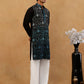 Men’s Silk Blend Embroidered Kurta with Korean Pants ( JOKP PJ11W S 5296 Peacock )