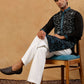 Men’s Silk Blend Embroidered Kurta with Korean Pants ( JOKP PJ11W S 5296 Peacock )
