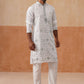 Men’s Silk Blend Embroidered Kurta Pyjama Set (JOKP P 5296 White )