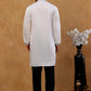 Men’s Silk Blend Embroidered Kurta with Korean Pants ( JOKP PJ11B S 5296 White )