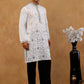 Men’s Silk Blend Embroidered Kurta with Korean Pants ( JOKP PJ11B S 5296 White )