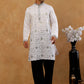 Men’s Silk Blend Embroidered Kurta with Korean Pants ( JOKP PJ11B S 5296 White )