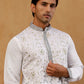 Men’s Silk Blend Embroidered Kurta with Korean Pants ( JOKP PJ11B S 5296 White )