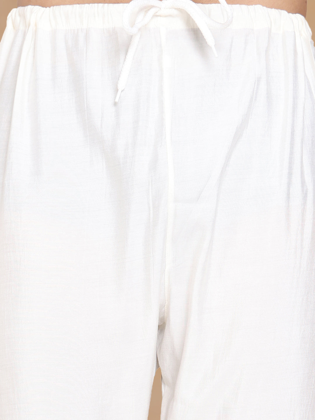 Men’s Silk Blend Embroidered Kurta Pyjama Set (JOKP P 5296 White )