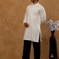 Men’s Silk Blend Embroidered Kurta with Korean Pants ( JOKP PJ11B S 5297 White )