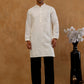 Men’s Silk Blend Embroidered Kurta with Korean Pants ( JOKP PJ11B S 5297 White )