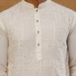 Men’s Silk Blend Embroidered Kurta with Korean Pants ( JOKP PJ11B S 5297 White )