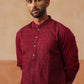 Men's Silk Blend Embroidered Kurta Pyjama Set ( JOKP P 5297 P 5297Wine ) [FF] [A-15-16]