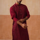 Men's Silk Blend Embroidered Kurta Pyjama Set ( JOKP P 5297 P 5297Wine ) [FF] [A-15-16]