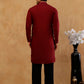 Men’s Silk Blend Embroidered Kurta with Korean Pants ( JOKP PJ11B S 5297 Wine )