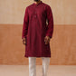 Men's Silk Blend Embroidered Kurta Pyjama Set ( JOKP P 5297 P 5297Wine ) [FF] [A-15-16]