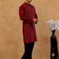 Men’s Silk Blend Embroidered Kurta with Korean Pants ( JOKP PJ11B S 5297 Wine )