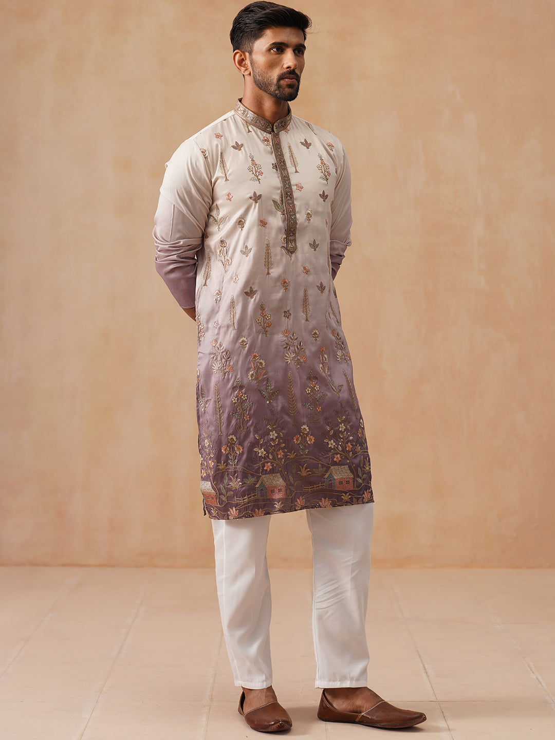 Men’s Ombre Kurta with Pyjama (JOKP P 5298 Purple ) [FF] [E-10-9]