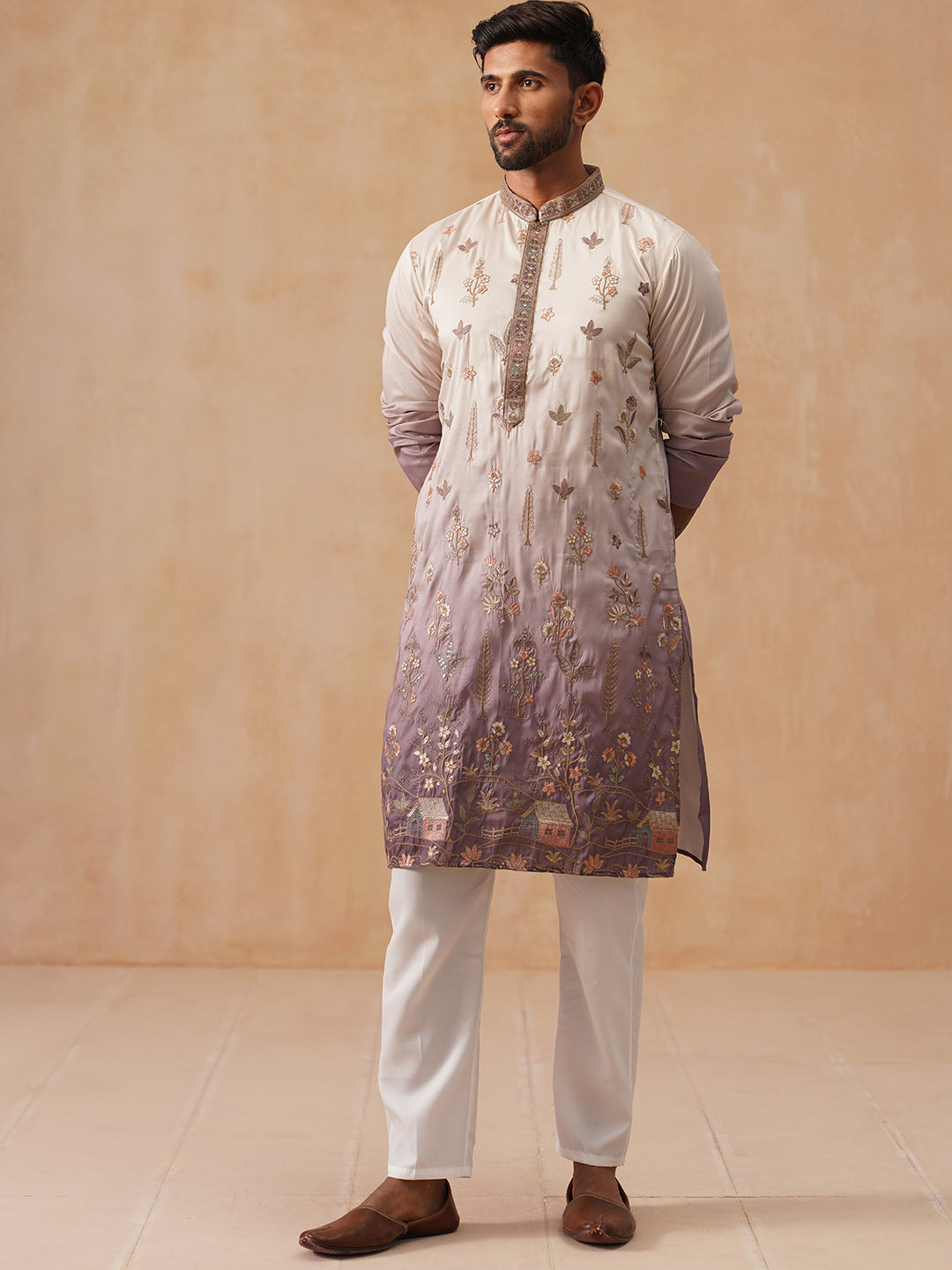 Men’s Ombre Kurta with Pyjama (JOKP P 5298 Purple ) [FF] [E-10-9]